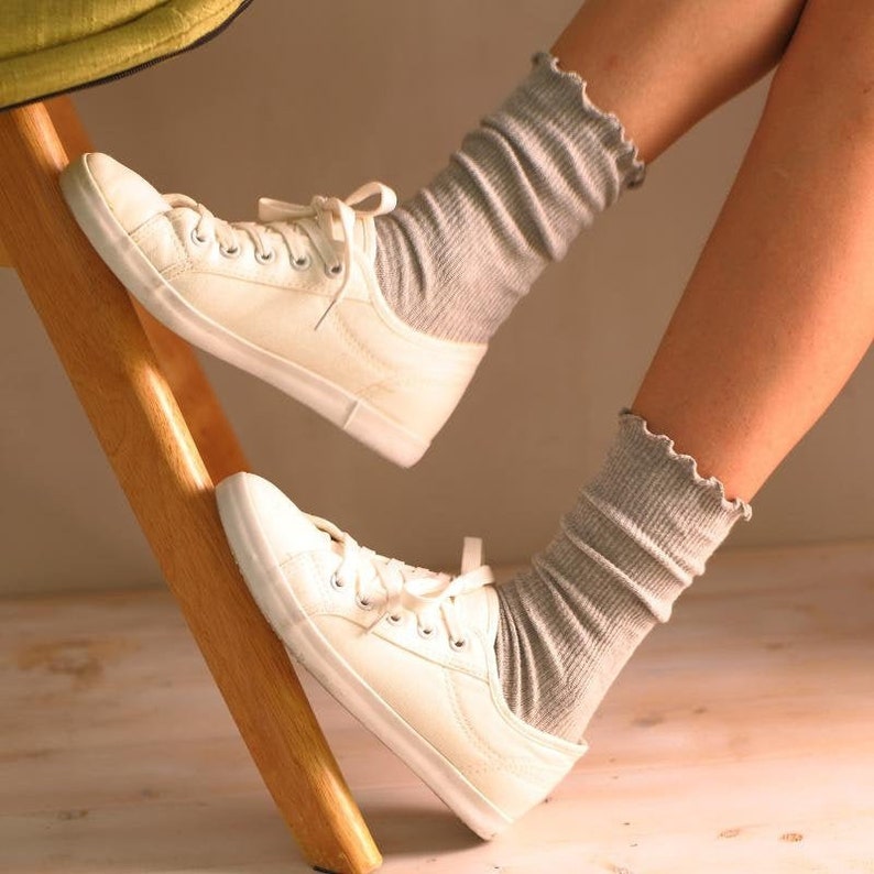 Princess Lulu Ruffle Crew Socks Grey For Women image 1