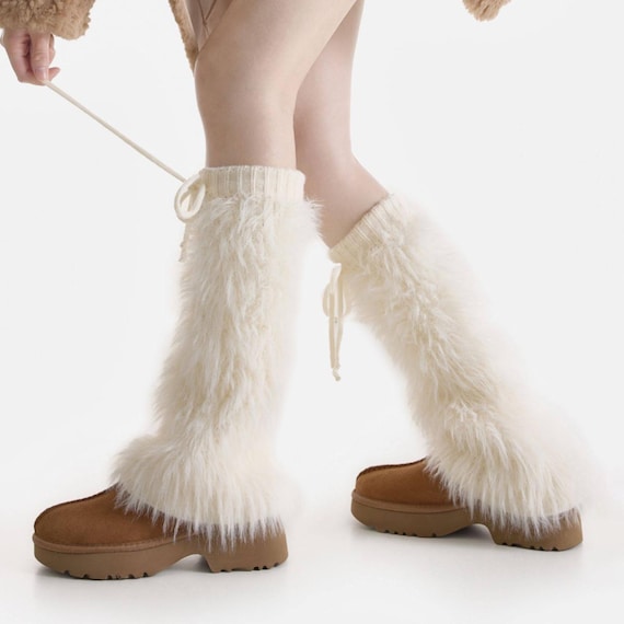 Britney Y2K Faux Fur Leg Warmers | White - Etsy