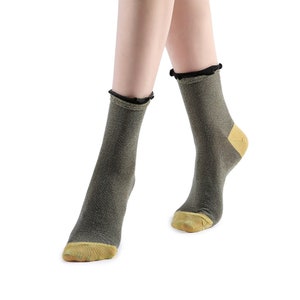 Daphne Ruffle Glitter Ankle Sock Black image 5