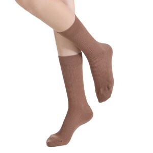 Ash Essential Ribbed Crew Sock 3-Pack Bundle Mocha Light Brown Women Essential Socks Solid Color Socks Australian Cotton Socks image 6