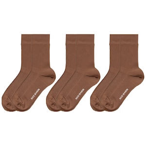 Ash Essential Ribbed Crew Sock 3-Pack Bundle Mocha Light Brown Women Essential Socks Solid Color Socks Australian Cotton Socks image 1