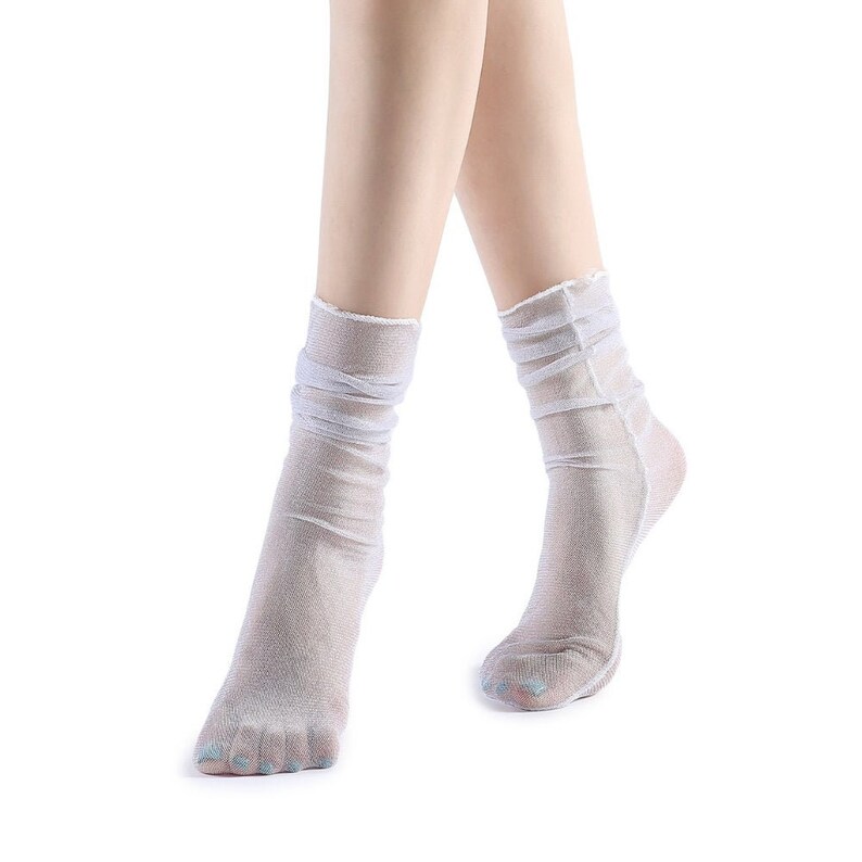 Diamond Sheer Crew Sock White | Etsy