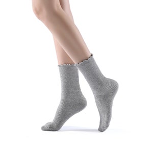 Princess Lulu Ruffle Crew Socks Grey For Women image 5