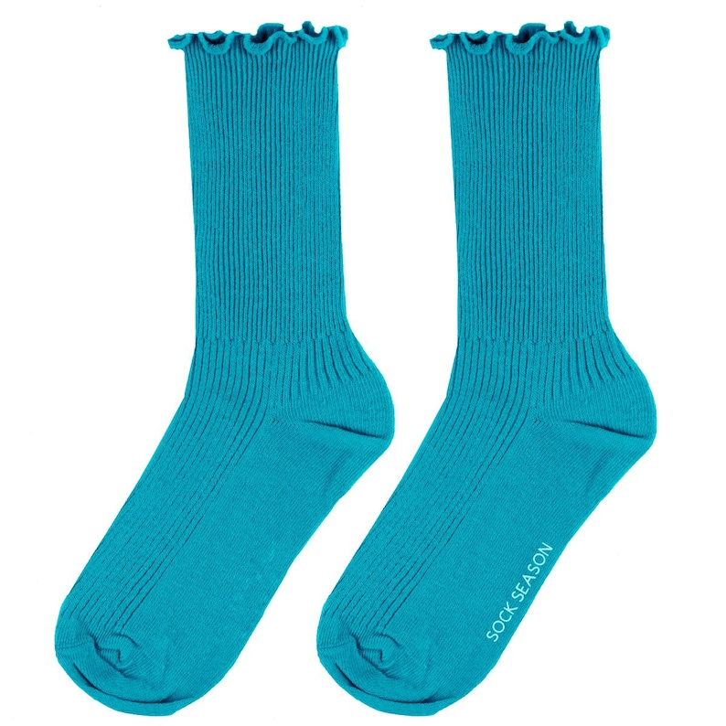 Princess Lulu Ruffle Crew Socks Blue image 2