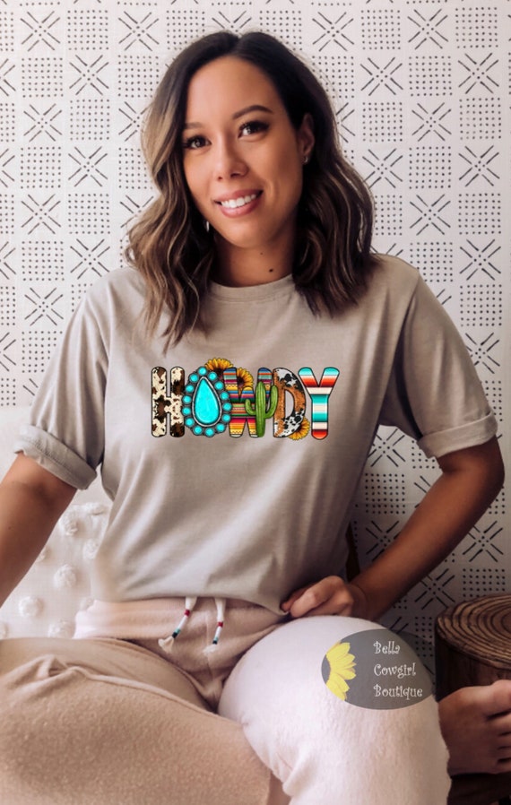 Howdy Serape Cow Print Country Concho T 