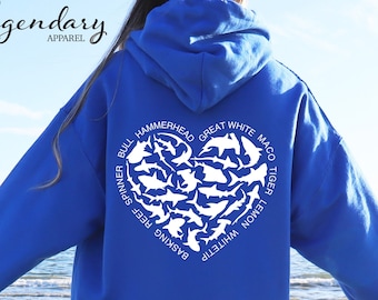 Shark Heart Sweatshirt Ocean Lover Hoodie Nature Documentary Gift For Shark Lover Hammerhead Maco TShirt Great White Shark Hoodie