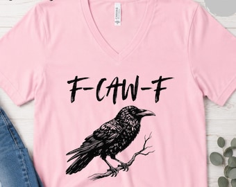 Camiseta Raven F Caw F Crow, sudadera o camiseta estilo gótico con cuello en V, cuello redondo y manga larga.