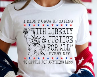 Liberty and Justice For All T-Shirt Human Rights Tee Shirts 4th of July Equality Tank Resist DEI Shirt Pledge Of Allegiance Gift Shirt