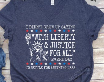 Liberty and Justice Tee, Patriotic Human Rights VNeck, Long Sleeve, Sweatshirt