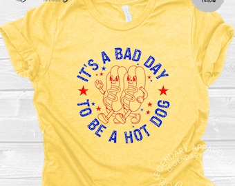 It's A Bad Day To Be A Hot Dog Shirt, Independence Day Hot Dog Tank Top Summer BBQ Grilling VNeck