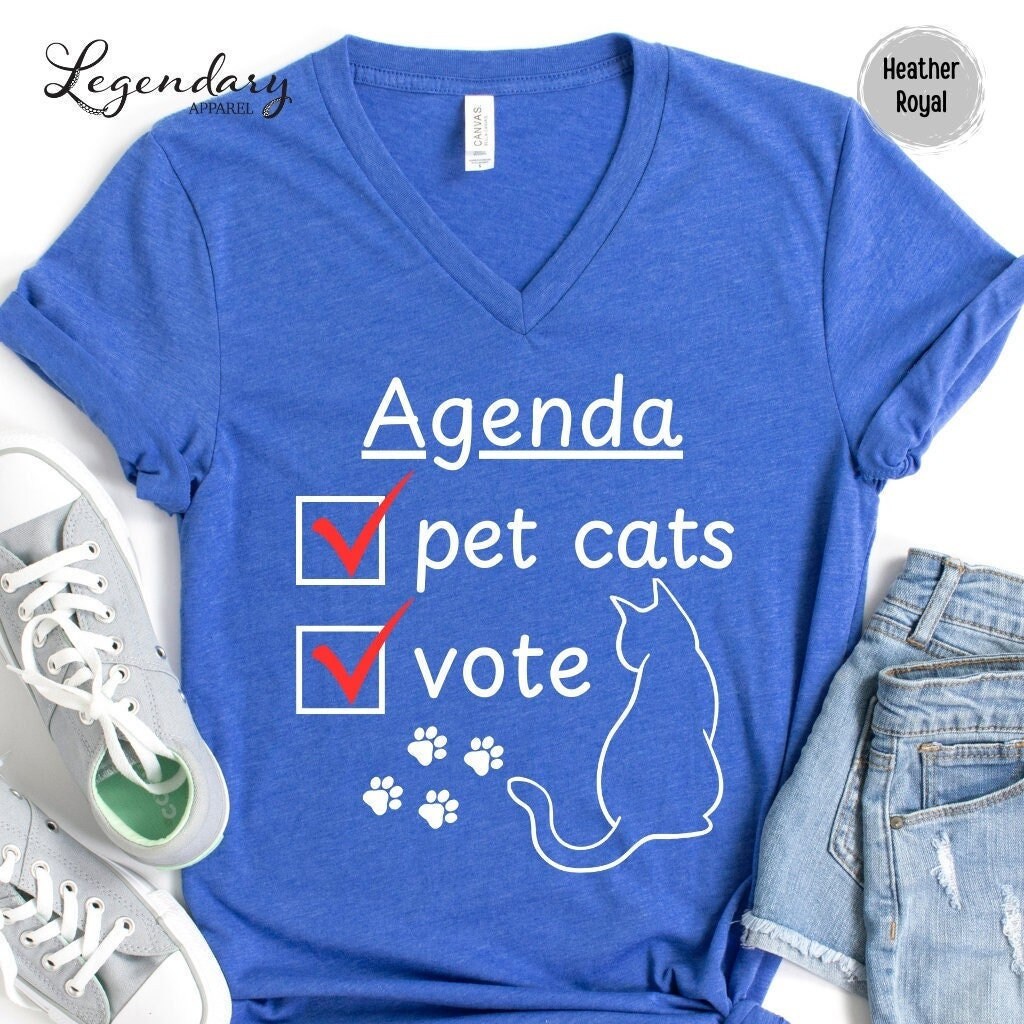 Cat Lover Voting Shirt Agent Pet Cats Vote Unisex Vneck