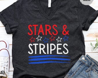 Stars and Stripes Shirt Fourth of July Tee Shirt Patriotic USA Flag Tee Independence Day Outfit Stars & Stripes Sweatshirt USA Tank Top