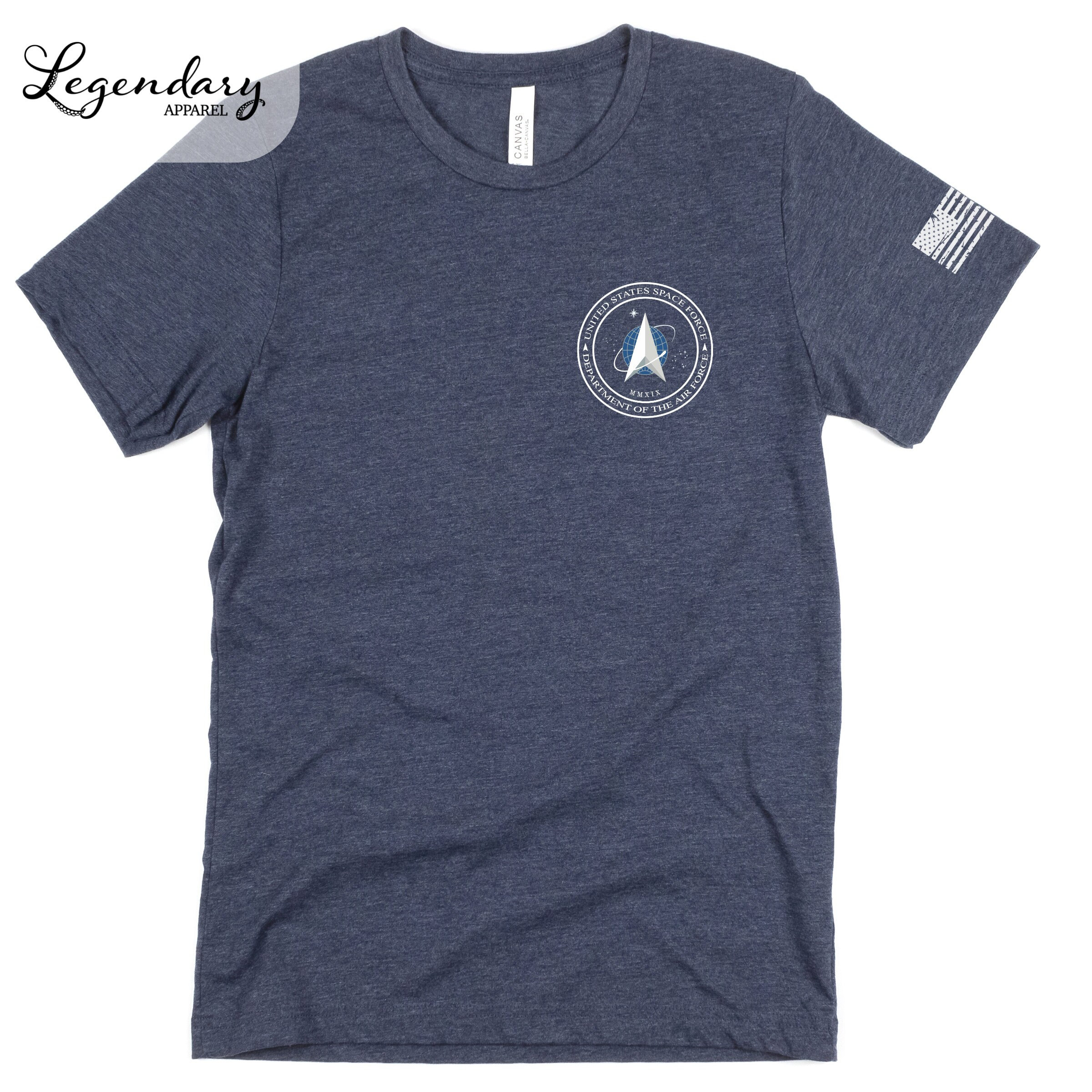 Space Force Tee Shirt W/american Flag on Left Sleeve