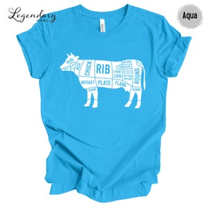 Butcher Shirt Beef Cuts of Meat T Shirt Beef Industry Support Cattle Farmers Tee Shirts Eat Beef Agriculture Shirt Cuts of Meat Diagram Tee