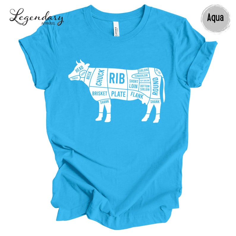 Butcher Shirt Beef Cuts of Meat T Shirt Beef Industry Support Cattle Farmers Tee Shirts Eat Beef Agriculture Shirt Cuts of Meat Diagram Tee