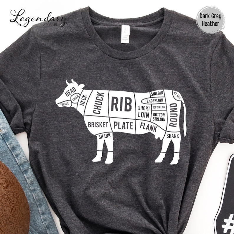 Butcher Shirt Beef Cuts of Meat T Shirt Beef Industry Support Cattle Farmers Tee Shirts Eat Beef Agriculture Shirt Cuts of Meat Diagram Tee