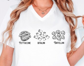 Subtle Anti Trump V-Neck Tee Shirt Pasta FDT Tee Shirt Fettuccine Ditalini Tortellini Feminist Shirt Political Protest Resist V Neck