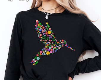 Subtle Anti Trump Long Sleeve Tee Shirt Floral Hummingbird FDT Shirt Feminist Shirt Political Protest Resist Hidden Message Subtle FDT