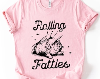 Cat Shirt Rolling Fatties VNeck, Long Sleeve, Sweatshirt