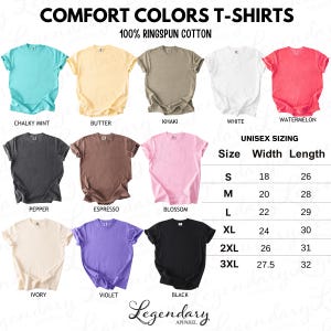 a collection of t-shirt designs in various colors and sizes, including Chunky Mint, Butter, Khaki, White, Watermelon, Pepper, Espresso, Blossom, Black, and Ivory. The t-shirts are made of 100% ringspin cotton, and there are sizes ranging from 18 to 32, as well as unisex options. The image is a collage of multiple images showcasing the different t-shirt designs, and it does not include any descriptive text.