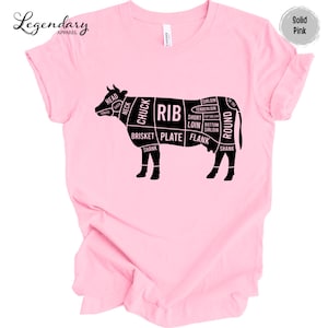 Butcher Shirt Beef Cuts of Meat T Shirt Beef Industry Support Cattle Farmers Tee Shirts Eat Beef Agriculture Shirt Cuts of Meat Diagram Tee
