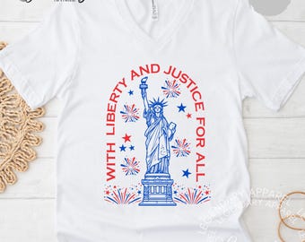 Statue of Liberty V-Neck Shirt, Patriotic July 4th Tee Shirts
