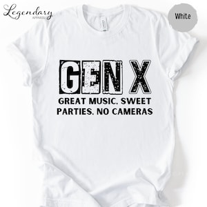 A white t-shirt with the text "GENX" printed on it.