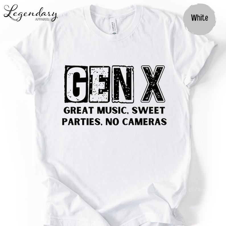 A white t-shirt with the text "GENX" printed on it.