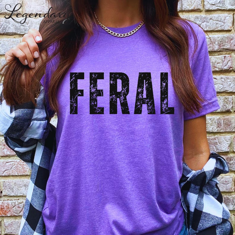 Feral Shirt Funny Shirt Gift Vintage Graphic Tee Trendy Distressed Feral Tee Sarcastic Quote Tee imagem 3