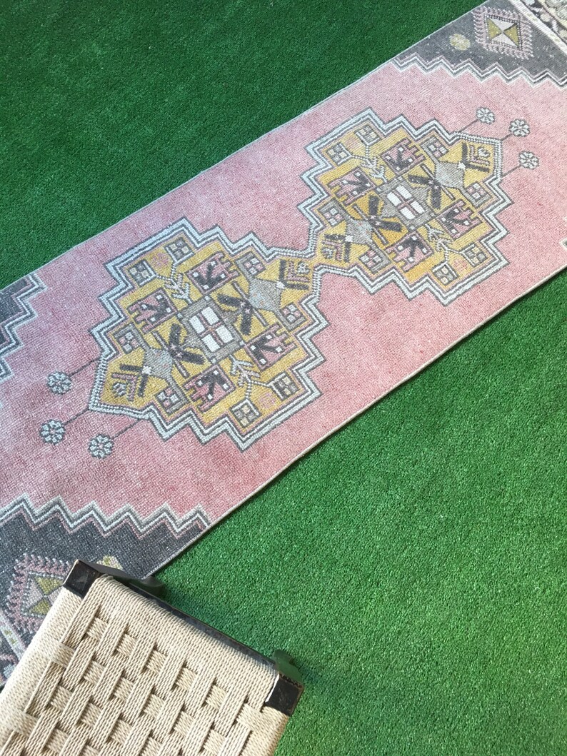 Small Runner Rugsmall Pink Grey Kitchen Runner Rugbohemian Etsy