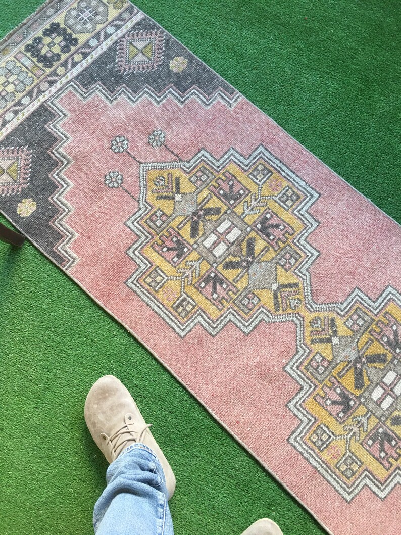 Small Runner Rugsmall Pink Grey Kitchen Runner Rugbohemian Etsy