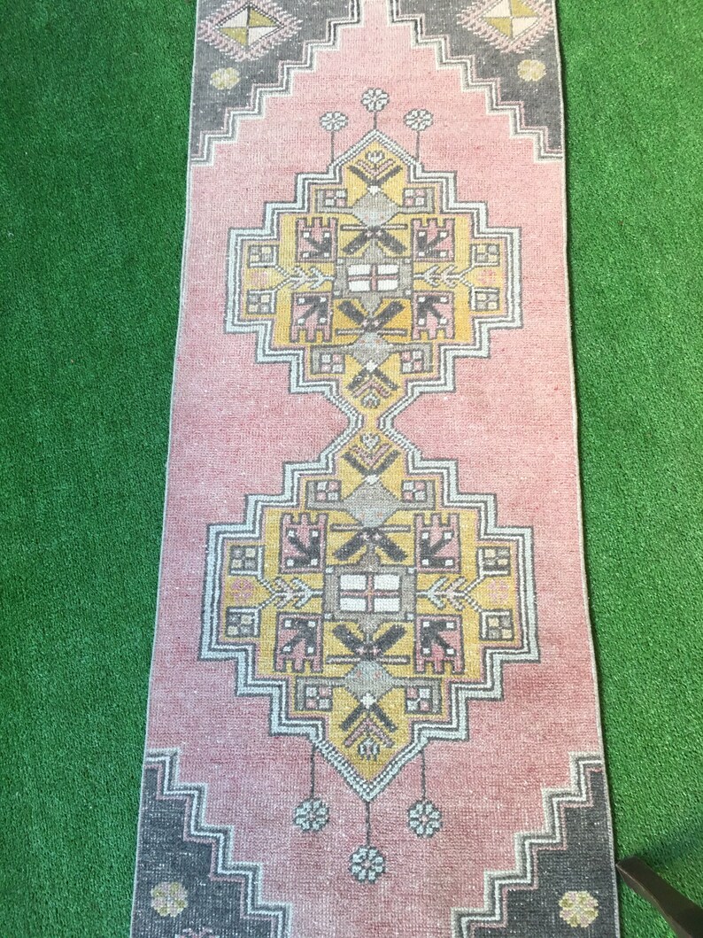Small Runner Rugsmall Pink Grey Kitchen Runner Rugbohemian Etsy