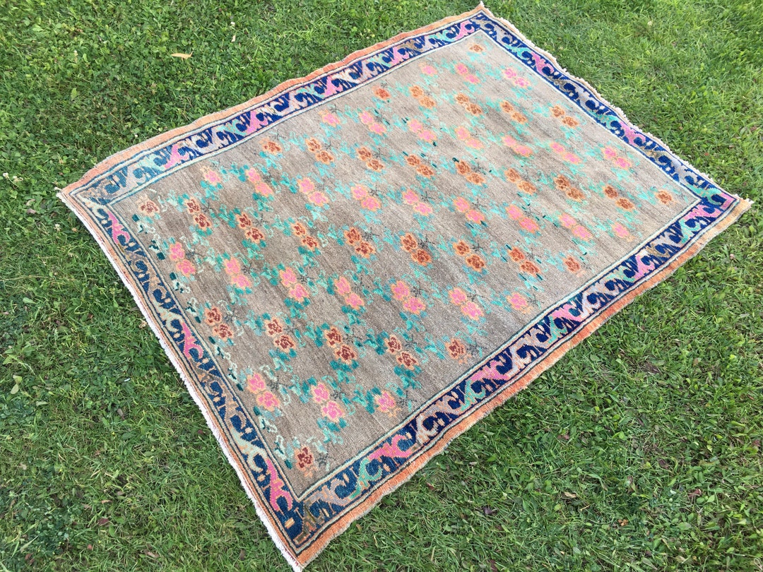 Vintage Rug,oushak Rug,turkish Rug,area Rug,low Pile Distressed Rug