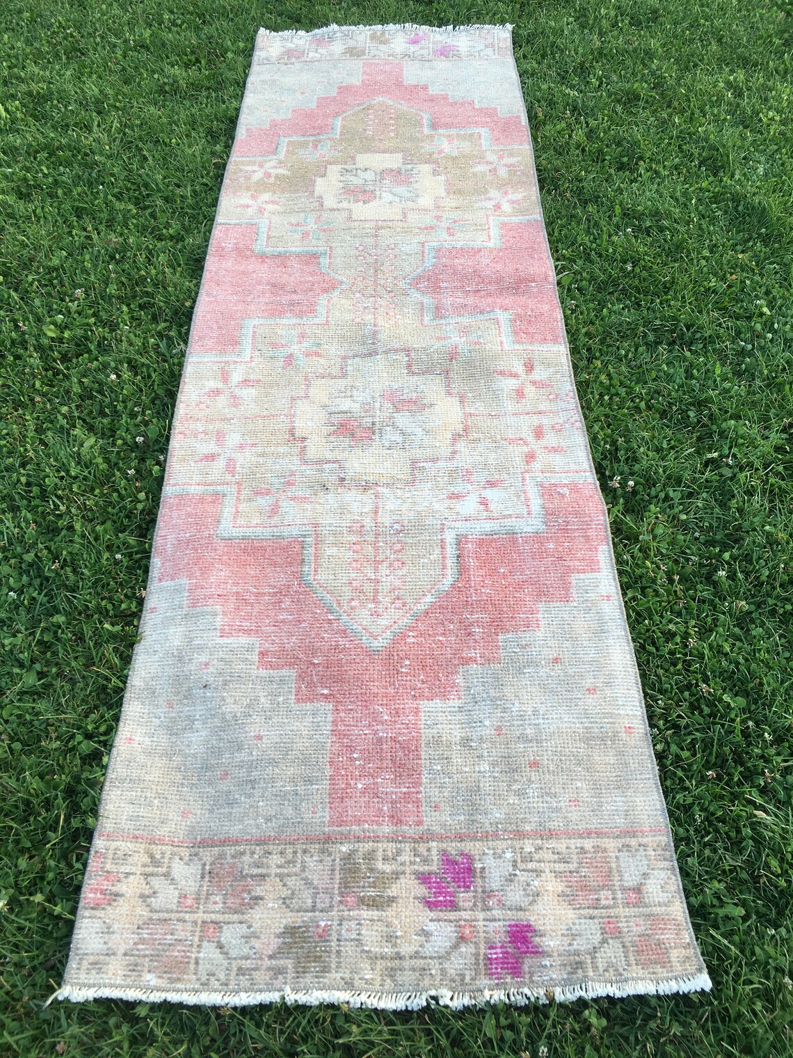 Small Runner RugSmall Pink Grey Kitchen Runner RugBohemian Etsy