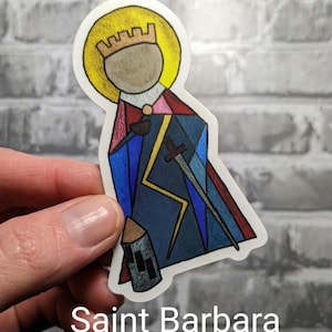 saint barbara matte vinyl sticker, catholic patron saint, abstract modern religious sticker, gift for Easter confirmation, Catholic gift