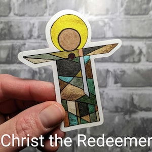 Christ the redeemer matte vinyl sticker, abstract modern religious art, Easter confirmation gift, laptop or waterbottle sticker