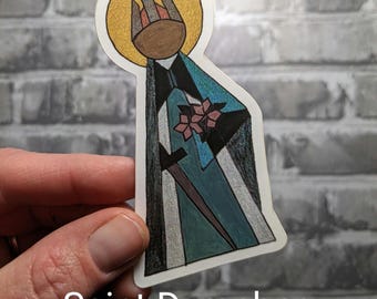 Saint Dymphna Vinyl Sticker, Catholic Confirmation Easter Gift