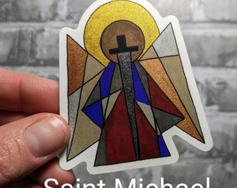 Saint Michael the archangel vinyl Catholic saint sticker, waterbottle/laptop sticker, abstract modern religious, confirmation or easter gift