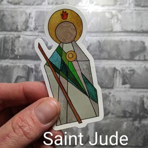 Saint Jude, Catholic vinyl Saint Sticker, Confirmation gift for teen, Easter gift for Catholic, colorful modern religious sticker
