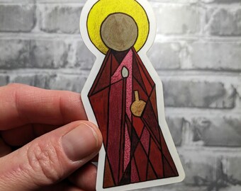 Święta Maria Magdalena, katolicka naklejka winylowa ze świętym, prezent na bierzmowanie dla nastolatka, prezent wielkanocny dla katolika, kolorowa, nowoczesna naklejka religijna