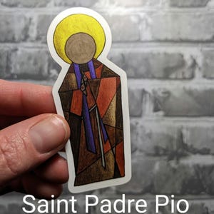 Saint Padre Pio vinyl Catholic Saint sticker, abstract modern religious art, laptop/waterbottle sticker, confirmation  easter gift for teens