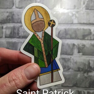 Saint Patrick, Catholic vinyl Saint Sticker, Confirmation gift for teen, Easter gift for Catholic, colorful modern religious sticker