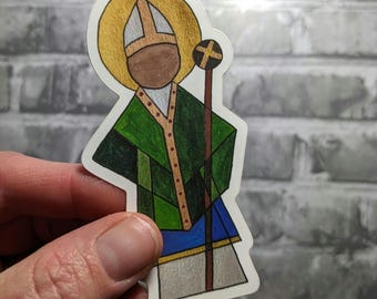 Saint Patrick, Catholic vinyl Saint Sticker, Confirmation gift for teen, Easter gift for Catholic, colorful modern religious sticker