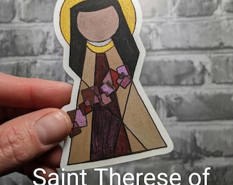Vinylsticker heilige Theresia van Lisieux, katholiek cadeau