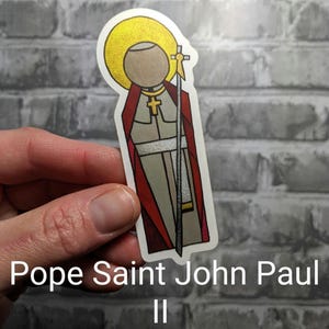 Pope Saint John Paul II matte vinyl sticker, abstract modern religious artwork, laptop sticker, catholic decoration, catholic pope sticker