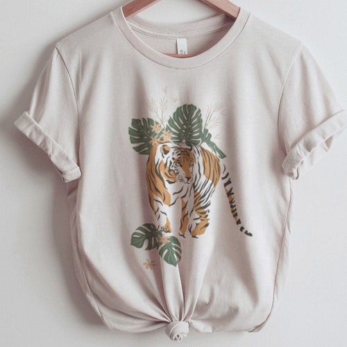 Tiger Graphic Tee Women's Tshirt Tropical Jungle Etsy