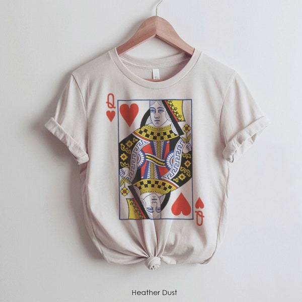 Queen of Hearts Graphic Tee Shirt for Women | Oversized Style Women's T-Shirt Vintage Feminist Tee | Playing Cards | tshirt | Gift (A)