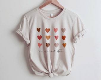 More Love More Often Heart Graphic Tee Shirt for Women | Oversized T-Shirt| Boho T-Shirt | Love Each other, 70s, Gift, Modern Retro Style