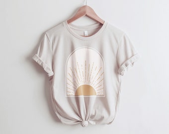 Golden Sun Graphic Tee Shirt | Crewneck TShirt for Women | Sunshine Stay Golden | Oversized Shirt