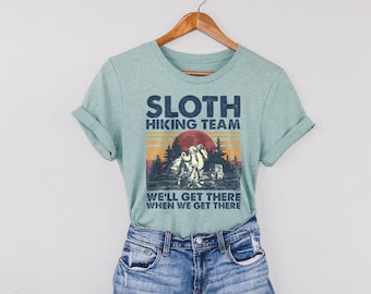 Sloth Hiking Team | Camping Hiking Outdoor Graphic T-Shirt | Adventure Gift for Her | Oversized T-Shirt